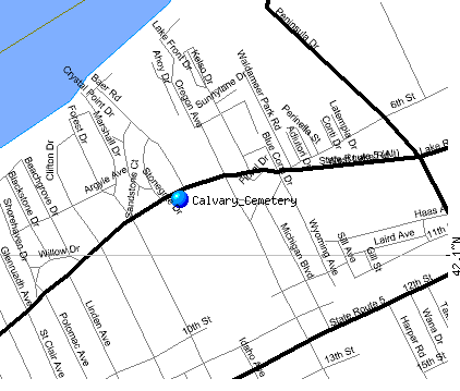 Calvary Cemetery Location Map