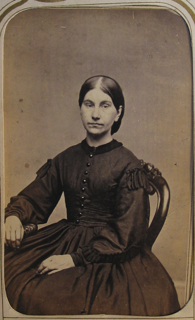 A friend of Mrs Adaline Dunn Carpenter Ashley (Style of 1860); Studio: D. Nelson Studio, Springfield Mass {Feb 1865]