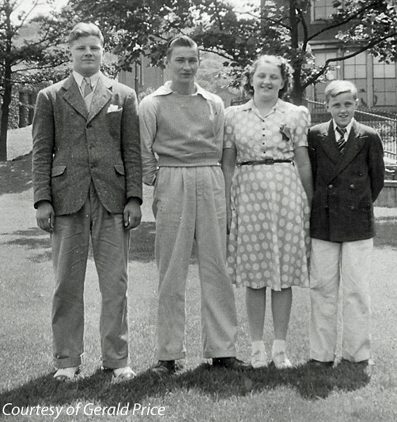 Children of Roy and Margaret Conville Price - Donald, Victor, Barbara & Gerald (Wilmerding PA, ca 1942)