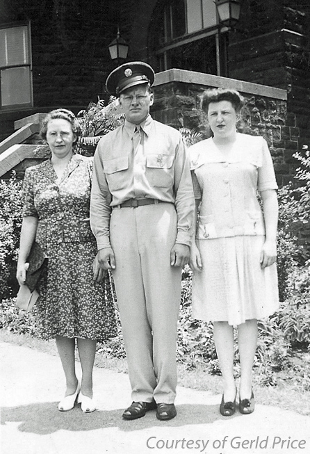 Donald Price with mother Margaret Conville Price & sister Barbara Price Hite