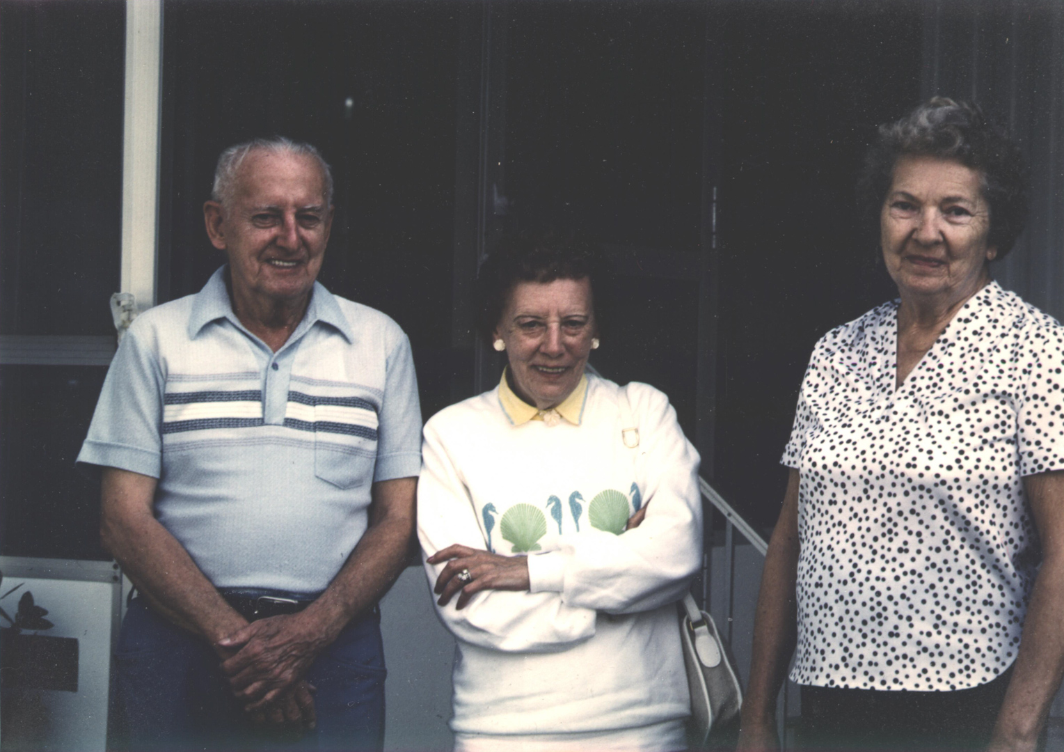 Rose Fitzgerald McManus (center) with brother Edward & Evelyn Rapp Fitzgerald (Fort Myers Beach, FL, ca 1985)
