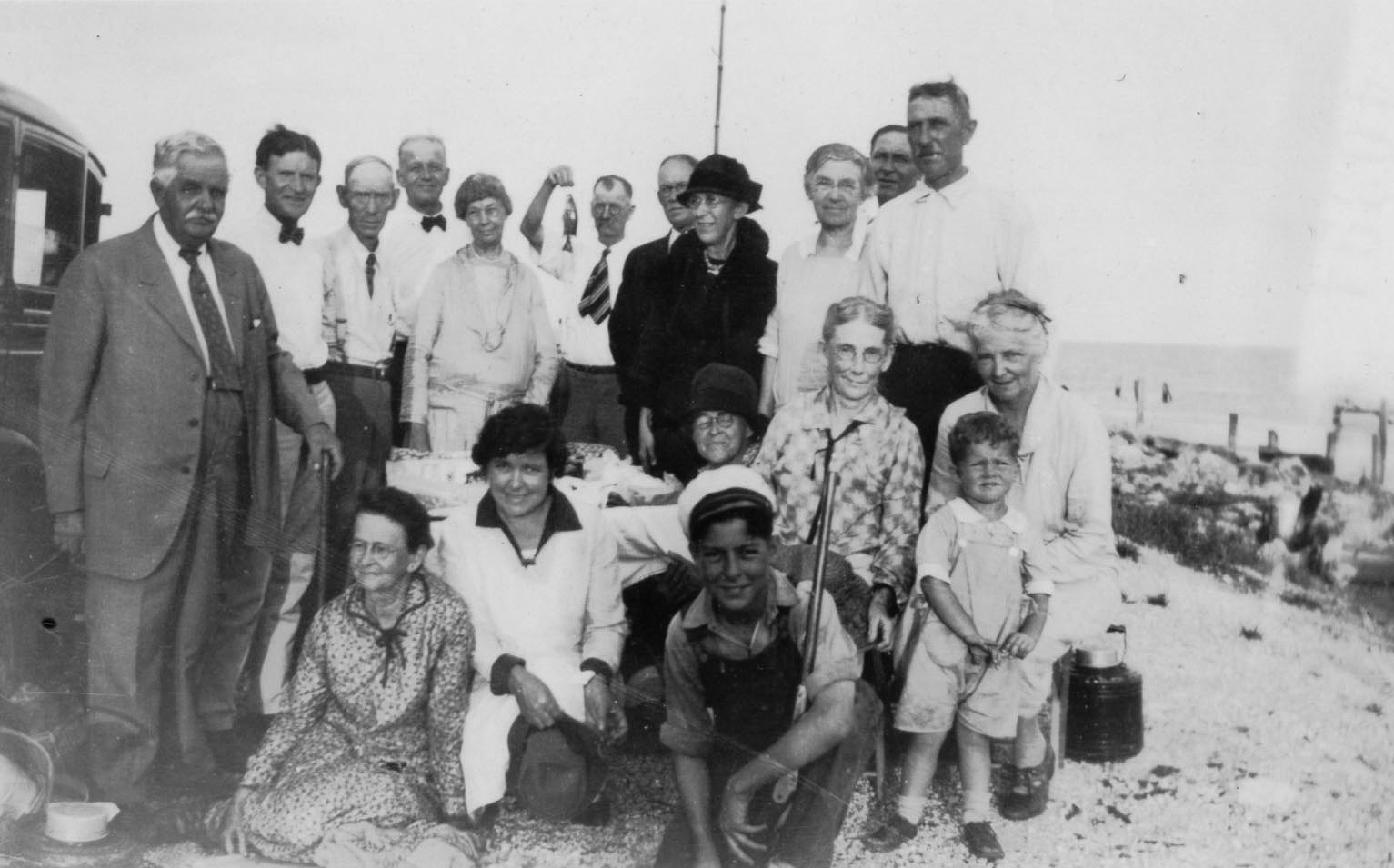 Party at the Beach - Florida City (9 mi west); right side: Walter Ashley Fred with grandparents Nellie Montgomery Fred & Walter Barnes Fred (Senior)