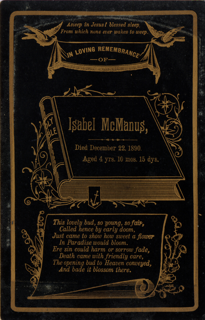 Isabel McManus Memorial Card